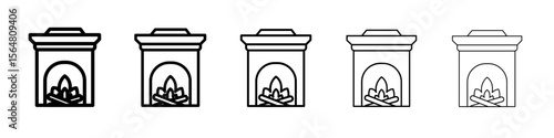 fireplace icon thin line outline set or collection