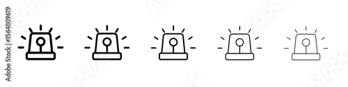 Flashing police car icon thin line outline set or collection