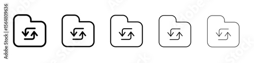 Folder sync icon thin line outline set or collection