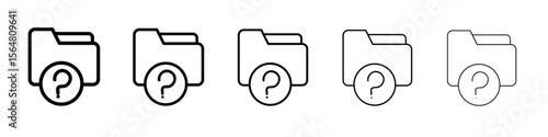 Folder with questionmark icon thin line outline set or collection