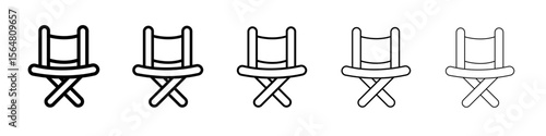 Folding chair icon thin line outline set or collection