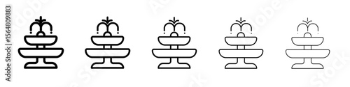 Fountain icon thin line outline set or collection