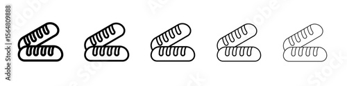 French bread icon thin line outline set or collection