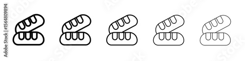 Fresh Bread icon thin line outline set or collection