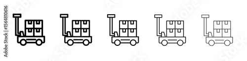 Hand pallet jack icon thin line outline set or collection