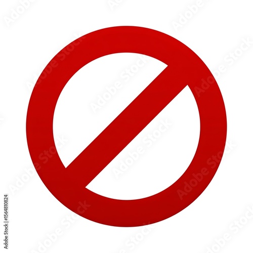 A simple red circle no sign isolated on white background