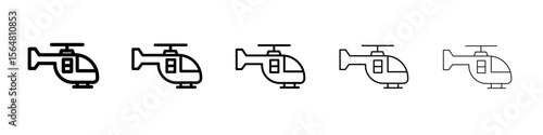 Helicopter icon thin line outline set or collection