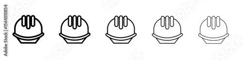 Helmet icon thin line outline set or collection