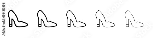 High heel shoes icon thin line outline set or collection