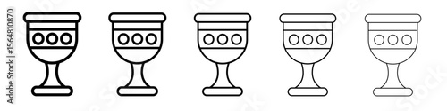 Holy chalice icon thin line outline set or collection