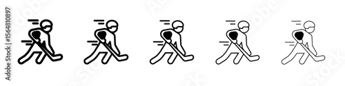 Hockey player icon thin line outline set or collection