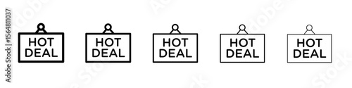 Hot deal icon thin line outline set or collection