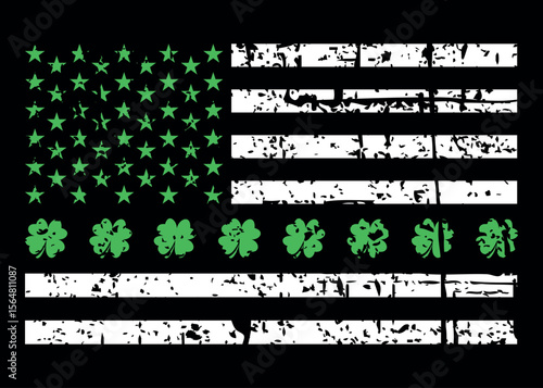 American Flag Shamrocks St Patricks Day Vintage Irish USA Flag Vintage Distressed