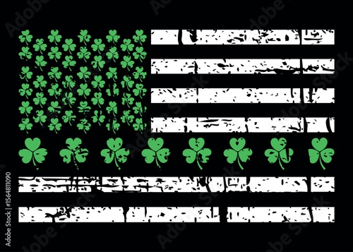 American Flag Shamrocks St Patricks Day Vintage Irish USA Flag Vintage Distressed