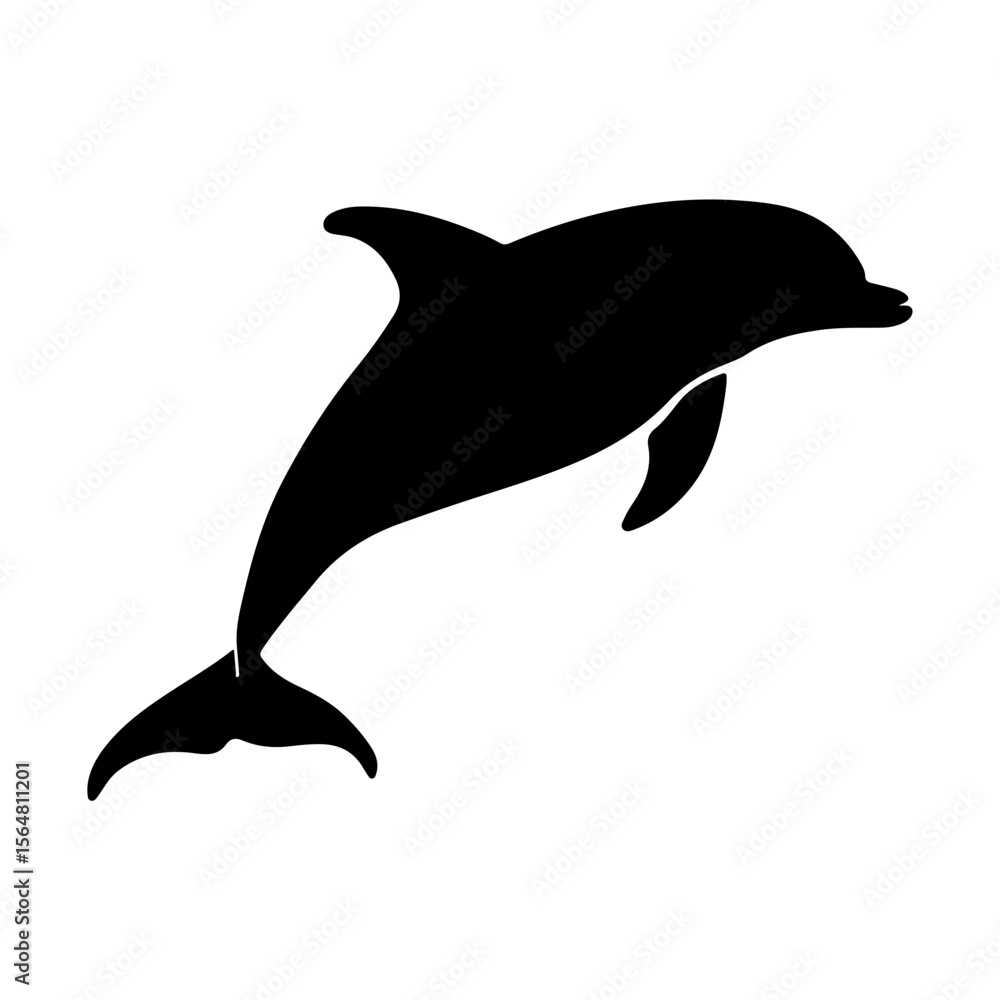 Fototapeta premium Dolphin Silhouette Clipart White Background