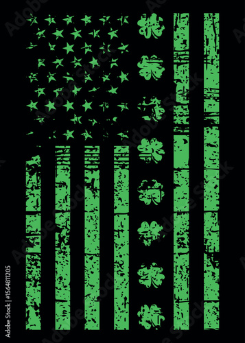 American Flag Shamrocks St Patricks Day Vintage Irish USA Flag Vintage Distressed
