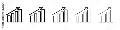 increase chart icon thin line outline set or collection