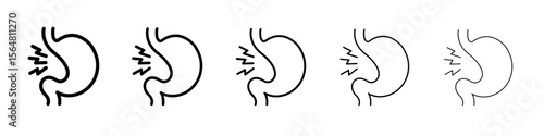 Indigestion icon thin line outline set or collection