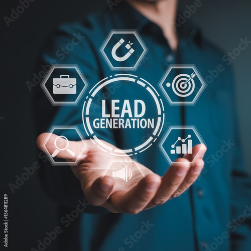 Replace 'LEAD GENERATION' with CLIENT ACQUISITION STRATEGY to reflect a broader business goal with the same professional tone.