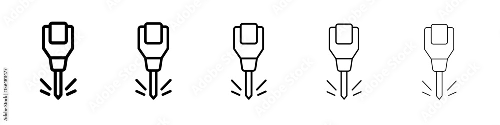 Jack hammer icon thin line outline set or collection Jack hammer icon thin line outline set or collection