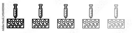 Intradermal injection icon thin line outline set or collection