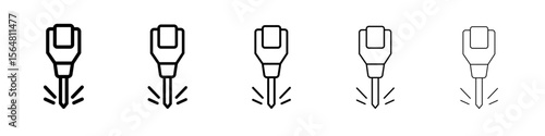 Jack hammer icon thin line outline set or collection