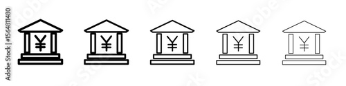 Japanese bank icon thin line outline set or collection