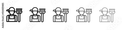 Janitor icon thin line outline set or collection