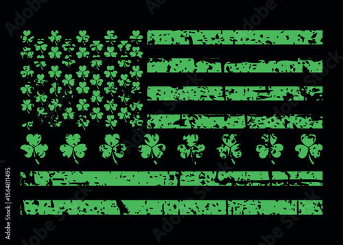 Irish Shamrock and American Flag Vector for Patriotic St Patrick's Day