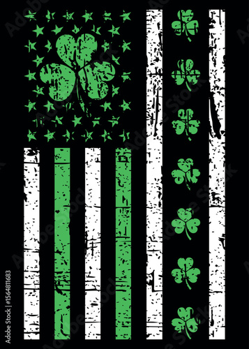 American Flag Shamrocks St Patrick's Day Vintage Distressed Design