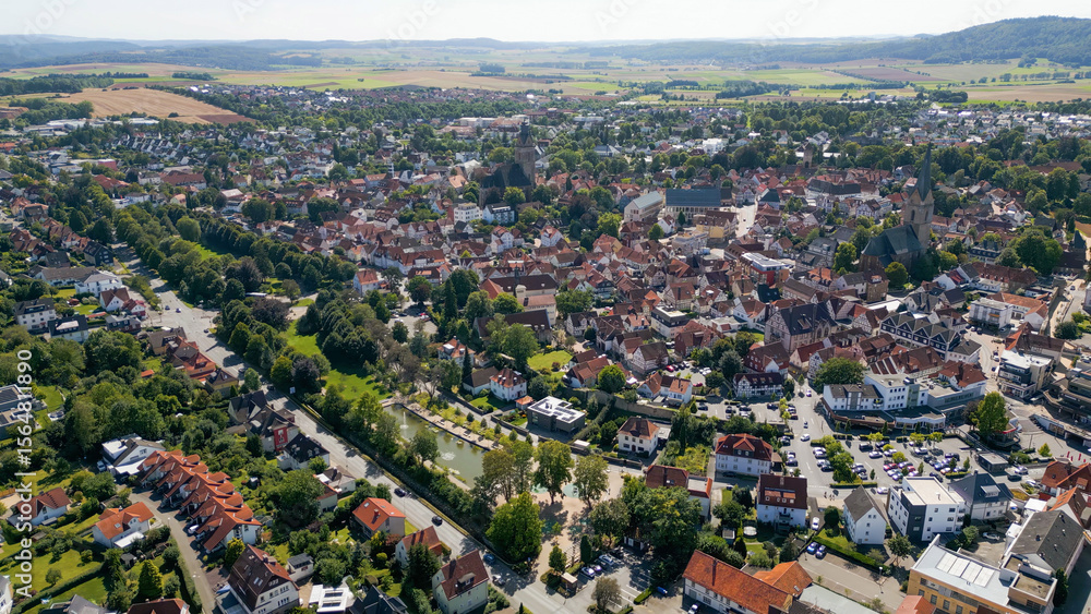 Aerial view of the old town of the city Korbach in Germany on an overcast day in afternoon Aerial view of the old town of the city Korbach in Germany on an overcast day in afternoon