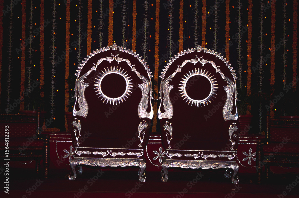 Fototapeta premium indian wedding chairs bride bridegroom india 