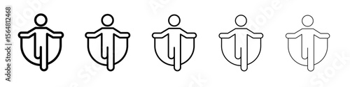 Man jumping with skipping rope icon thin line outline set or collection