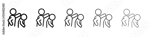 Man pushing another person icon thin line outline set or collection