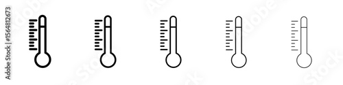 Meteorology thermometer measuring icon thin line outline set or collection