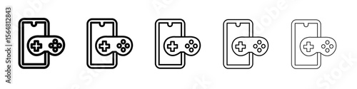 mobile phone game icon thin line outline set or collection