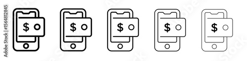 Mobile payment icon thin line outline set or collection