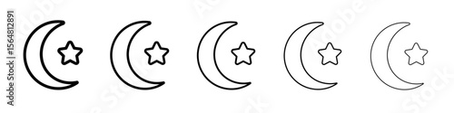 Moon icon thin line outline set or collection