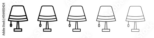 Night bedside lamp icon thin line outline set or collection