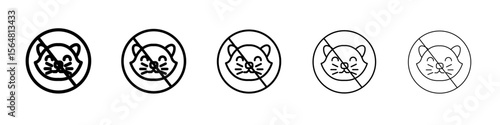 No cats allowed icon thin line outline set or collection