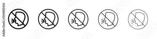 No cough icon thin line outline set or collection