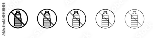 No plastic bottle icon thin line outline set or collection