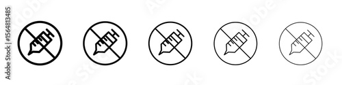 No vaccine icon thin line outline set or collection