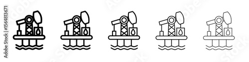 Oil platform icon thin line outline set or collection