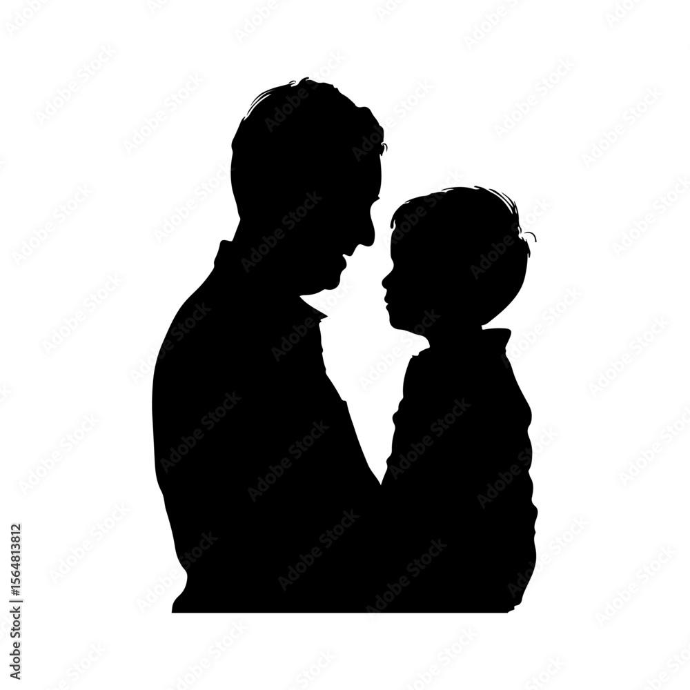 Father with Son Silhouettes Clipart White Background Father with Son Silhouettes Clipart White Background