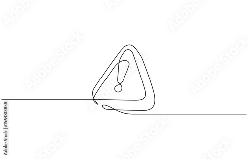 Dangerous sign line continuous drawing vector. One line dangerous sign vector, Stop Alert Attention Continuous One Line Illustration. One line art danger sign. Graphic illustration