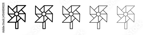 paper windmill icon thin line outline set or collection