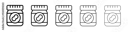 Peanut butter icon thin line outline set or collection
