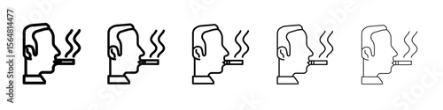 Person smoking icon thin line outline set or collection
