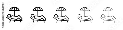 Person relaxing on hammok icon thin line outline set or collection